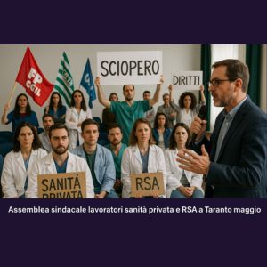 Assemblea sindacale lavoratori sanità privata e RSA a Taranto maggio 2025