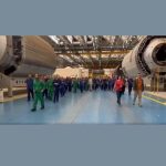 Lavoratori Leonardo Grottaglie protestano durante la visita della delegazione araba