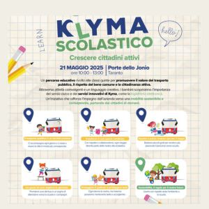 bambini partecipano alla festa di Kyma Mobilità Taranto per promuovere la mobilità sostenibile