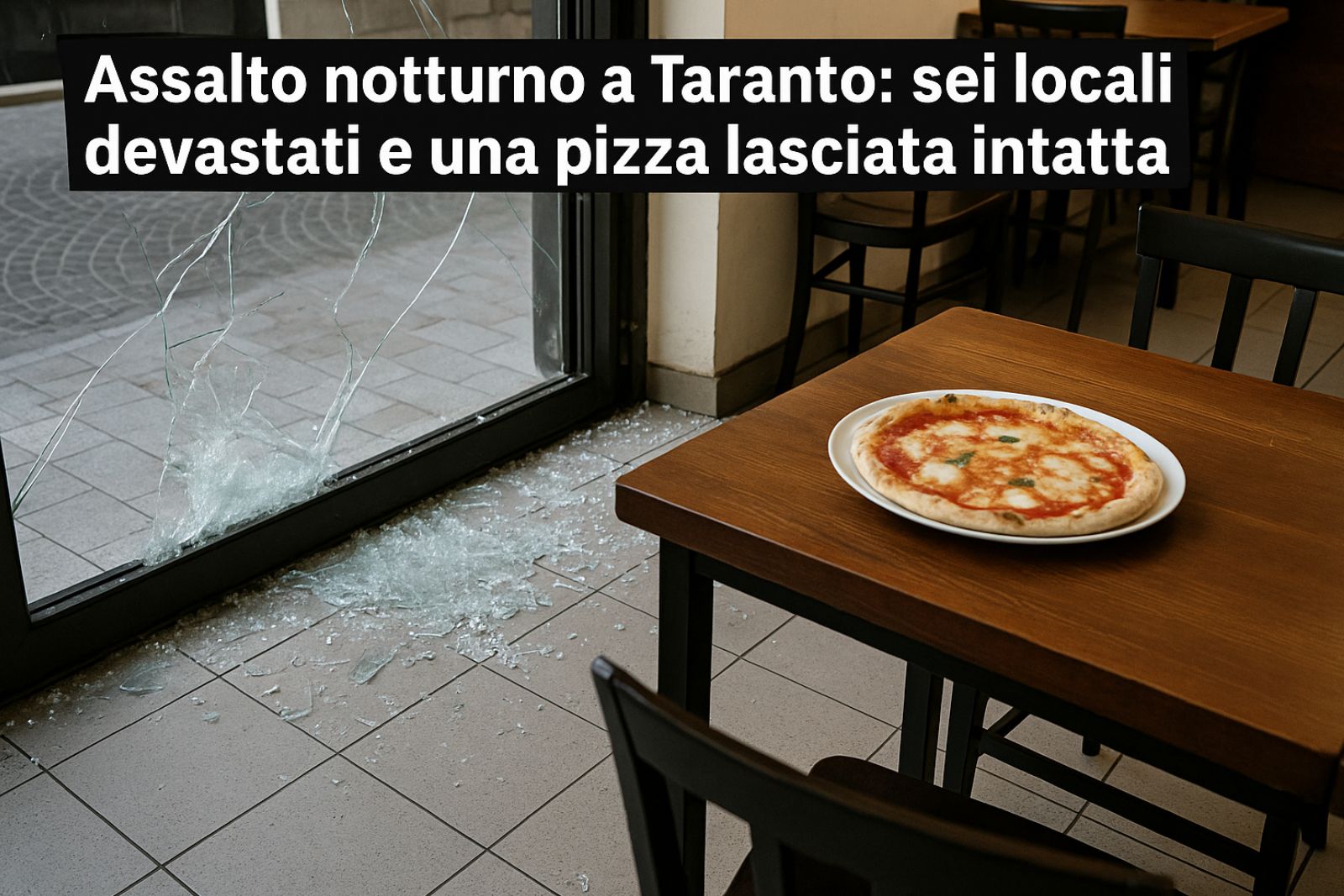 Danni causati durante l’assalto notturno a Taranto: pizza intatta in un locale colpito”