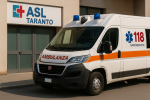 Ambulanza del 118 Sanitaservice Taranto davanti alla sede della ASL