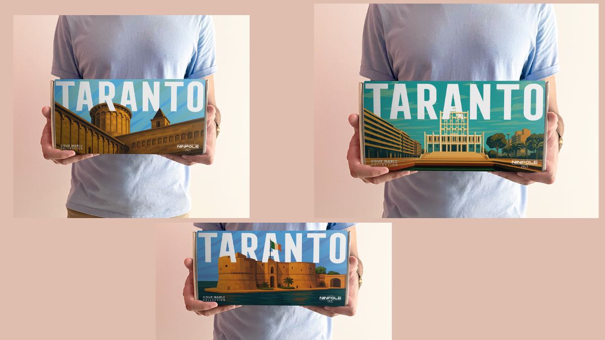 Cofanetto Ninfole promuove Taranto con immagini dei monumenti simbolo della città