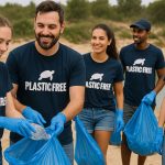 Volontari Plastic Free durante attività contro l’inquinamento da plastica a Taranto