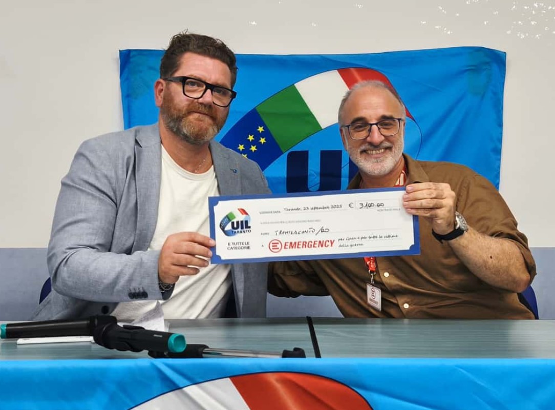 UIL Taranto consegna contributo a Emergency per Gaza
