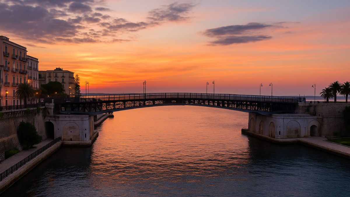 Veduta del Mar Grande durante le indagini sugli odori molesti a Taranto