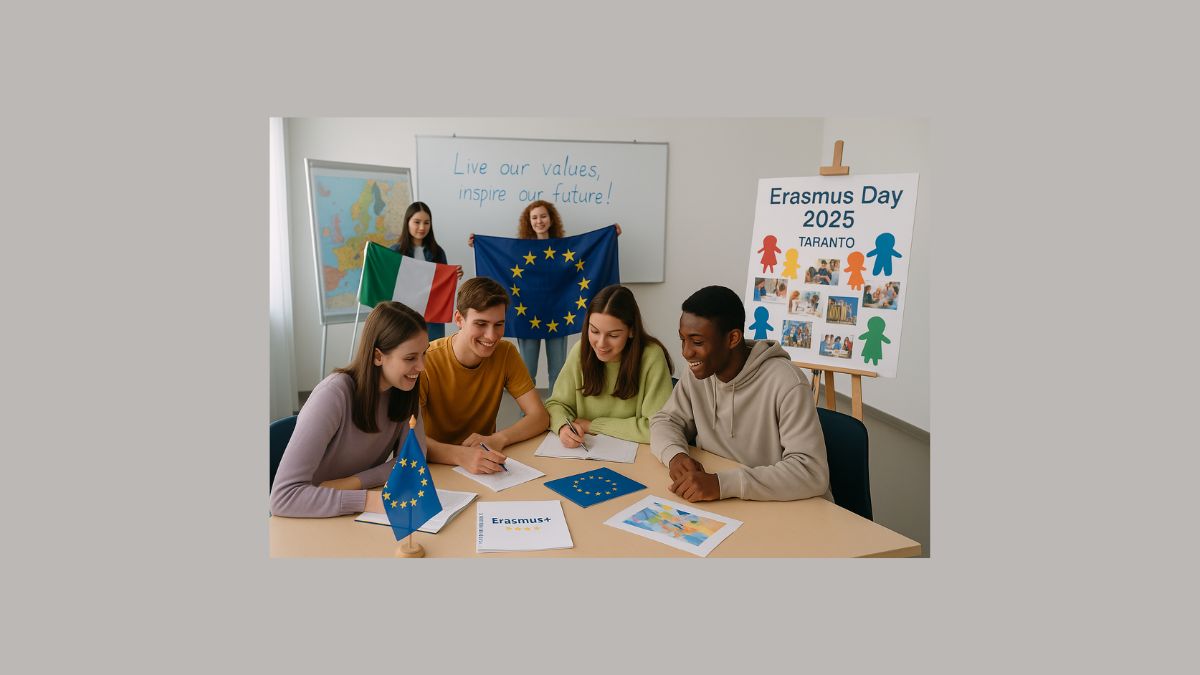 Studenti all’Erasmus Day 2025 a Taranto durante attività culturali europee