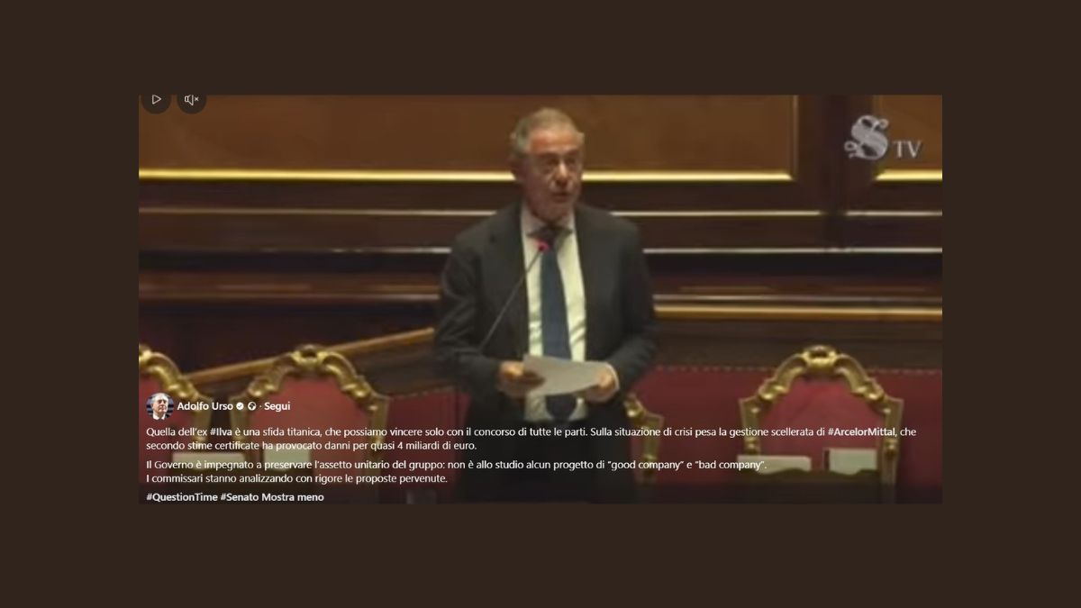 Urso su Ex Ilva, sfida titanica per il futuro dello stabilimento siderurgico