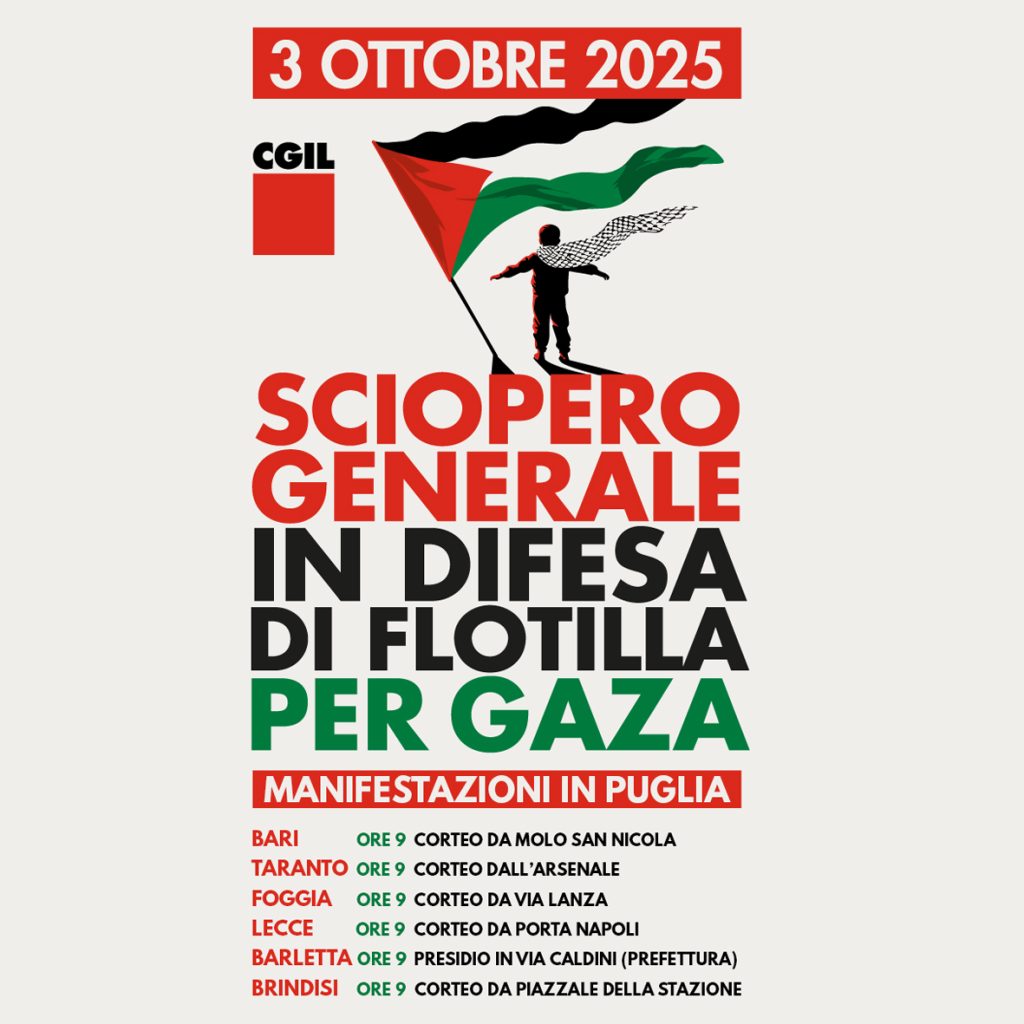 Manifestazione per Gaza a Taranto con corteo e sciopero in difesa del popolo palestinese