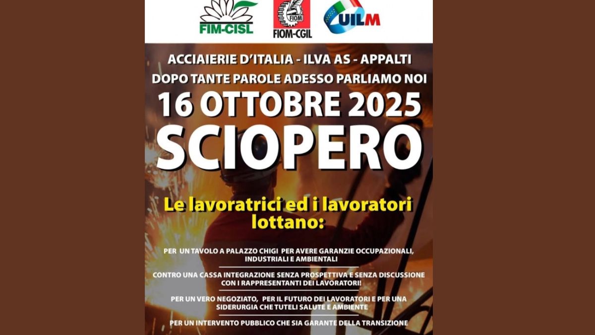 sciopero ex Ilva Taranto con corteo verso il Comune