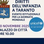 Evento sui diritti dell’infanzia a Taranto per la Giornata internazionale 2025
