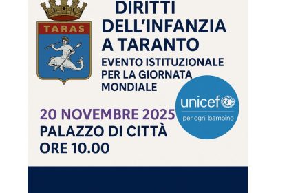 Evento sui diritti dell’infanzia a Taranto per la Giornata internazionale 2025
