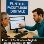 Operatore del Punto di Facilitazione Digitale Taranto che aiuta un cittadino all’uso dei servizi online.