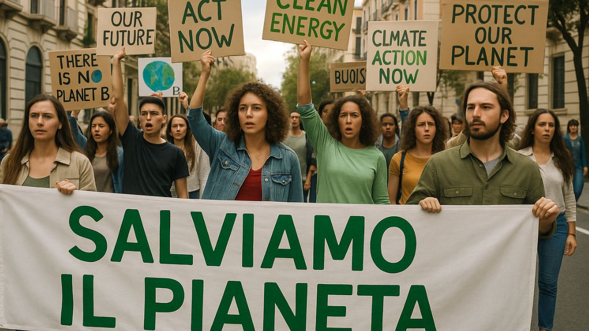 manifestazione ambientale con cittadini in piazza a Taranto