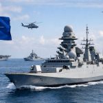 Cambio al comando del gruppo navale NATO SNMG2 a Taranto a bordo di Nave Bergamini