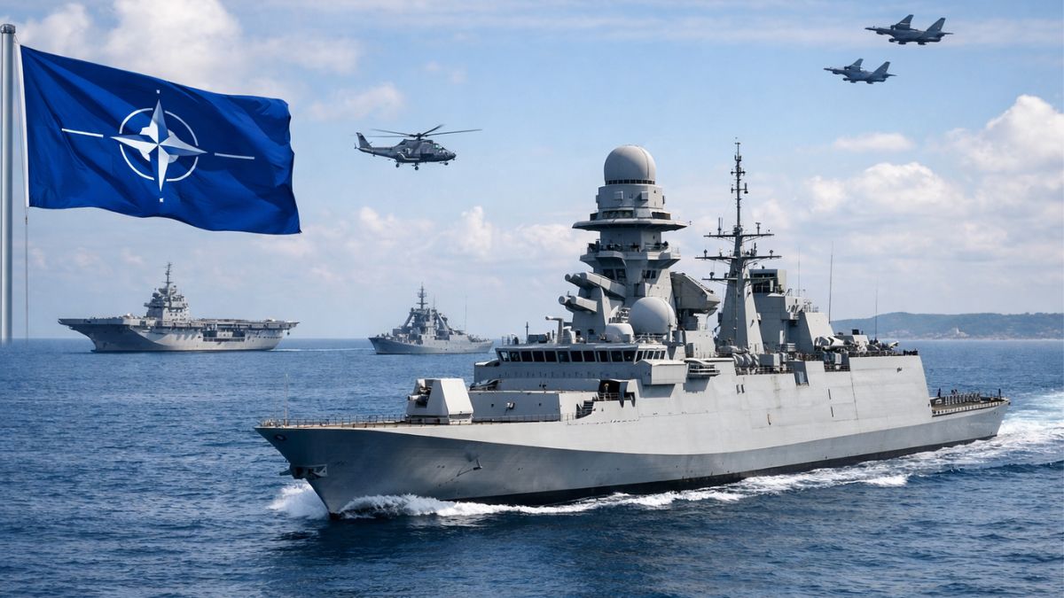 Cambio al comando del gruppo navale NATO SNMG2 a Taranto a bordo di Nave Bergamini