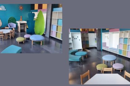 Interno dello spazio Pit Stop Taranto nel Palazzo di Giustizia