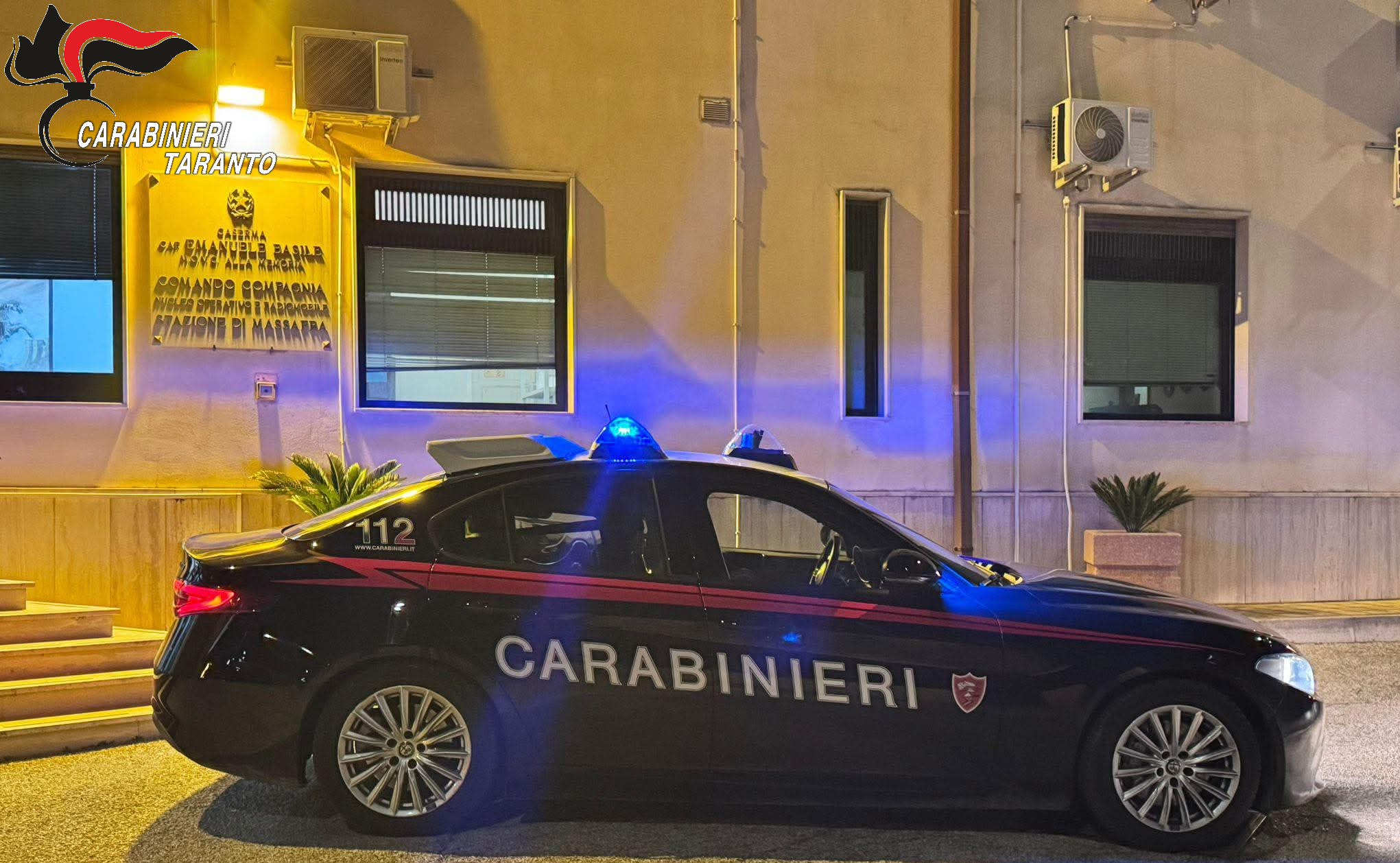 carabinieri sul luogo dell’aggressione a Massafra
