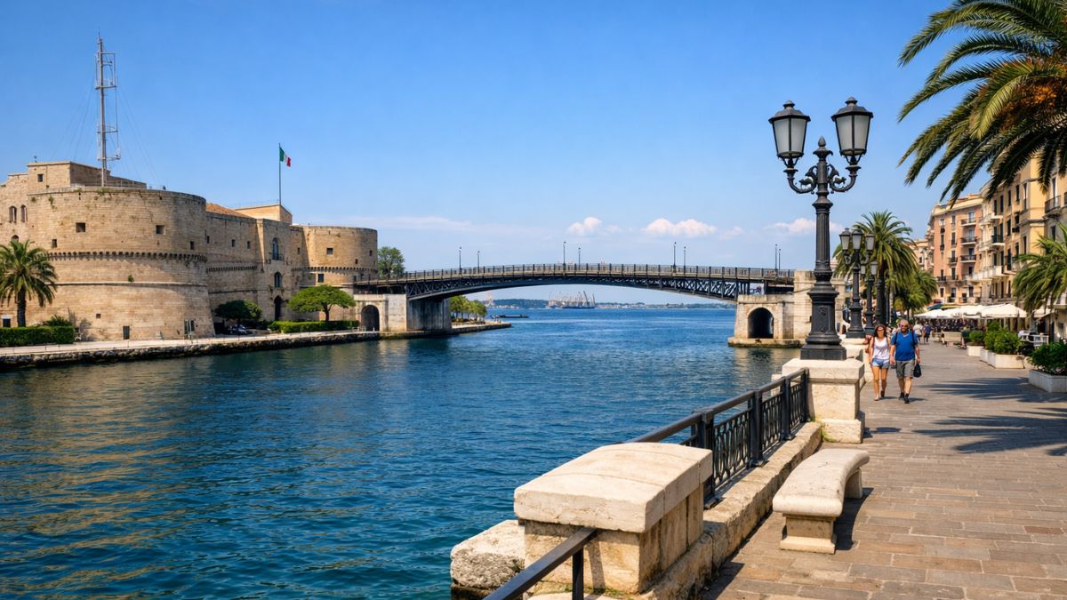 Lungomare di Taranto con Ponte Girevole in vista dei Giochi del Mediterraneo