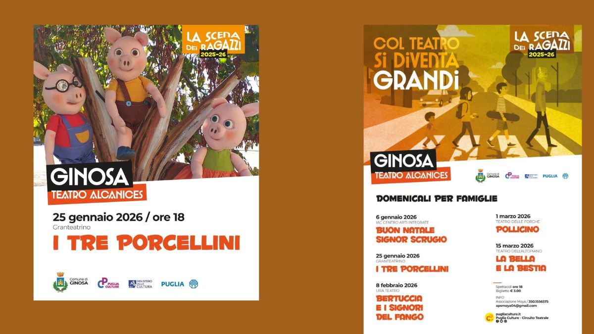 Teatro Alcanices di Ginosa, domenicali per famiglie della stagione Teatro Ragazzi 2026